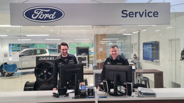 Michael Jordan, WelTec Automotive Engineering student with Tony McDonald at Capital City Motors.