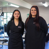 Meet Brianna and Riripeti, Wellington Trades Academy students in Salon Environment